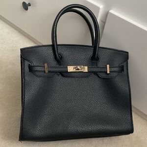Hermes Black Togo Leather Satchel with Gold Hardware